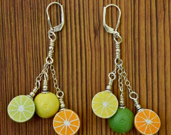 Earring, Summer Fruits, Lightweight, in Sterling Silver