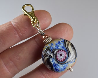 Lamp Work Glass Abstract  Bead Clip Or Pendant Sterling Headpin  hand made by Kate