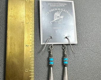 Dangle Earrings in Turquoise and Sterling Silver