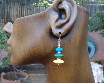Earrings With African Trade Beads With Sterling Silver Made by Kate Drew-Wilkinson