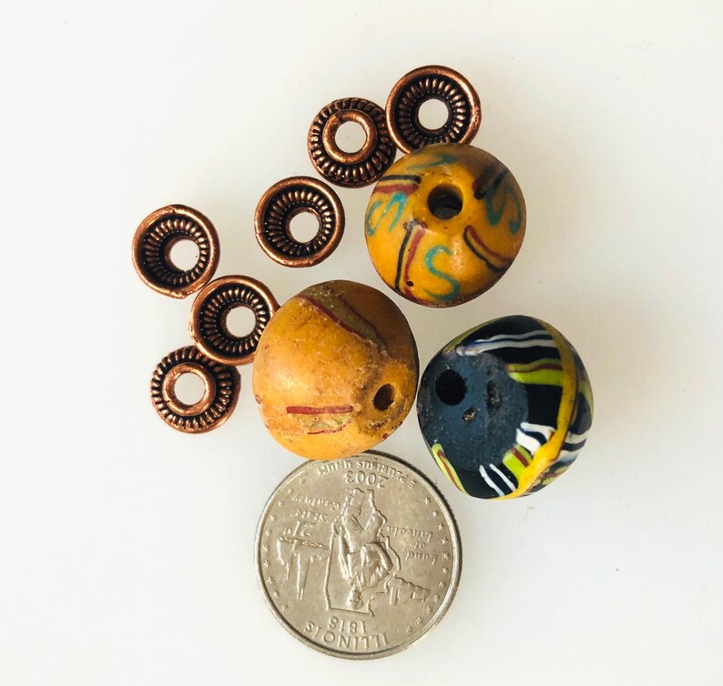 3 King Beads with Copper Bead Caps