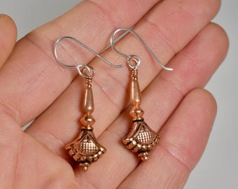 Earrings Copper and Sterling Silver Precious Metal Dangle Earrings Sterling French Hooks