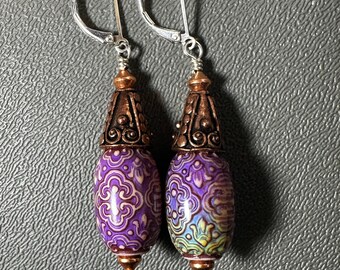 Mirage Heat Sensitive Earrings with Ornamental Copper and Sterling Lever Backs