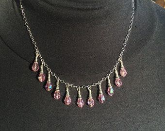 Necklace Swarovsky Crystal Light Rose  17" by Kate Drew-Wilkinson