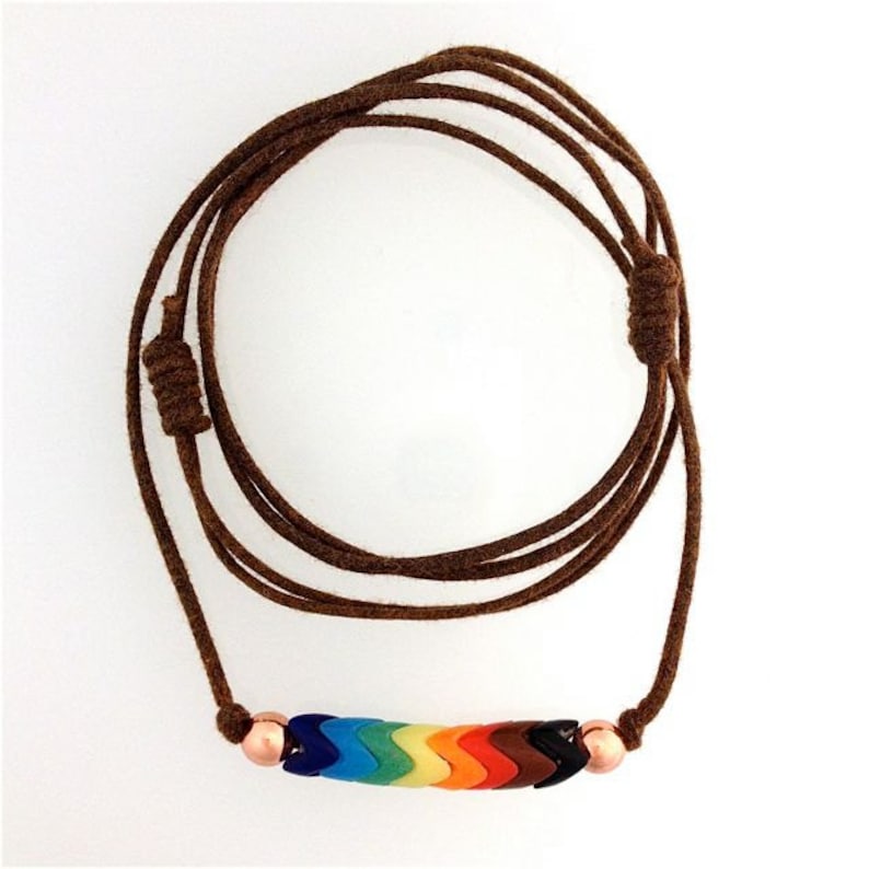 Rainbow and Gay Pride Necklace in Glass Snake Beads on Two - Etsy