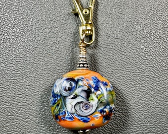 Lamp Work Glass Eye Bead Clip Or Pendant 14ct gold Fill Headpin Silver Ornamental Bead Cap