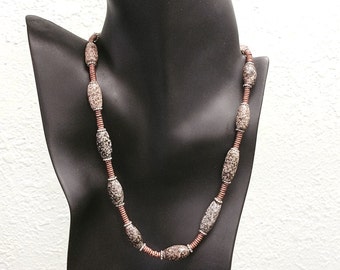 African Trade Bead Granite Necklace. Beads are 200 BC to 300 AD from Mali.  by Kate Drew-Wilkinson