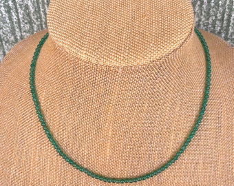 Green Onyx Choker Necklace 16 - 18 inches 3mm Stone Beads