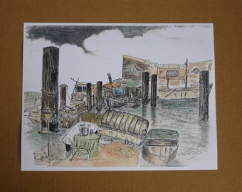 Sausalito Waterfront Gate 5 South 40 Print by Kate Drew-Wilkinson