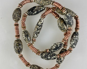 Men's Necklace Granite 200 BC to 300 AD Beads. 23 ins