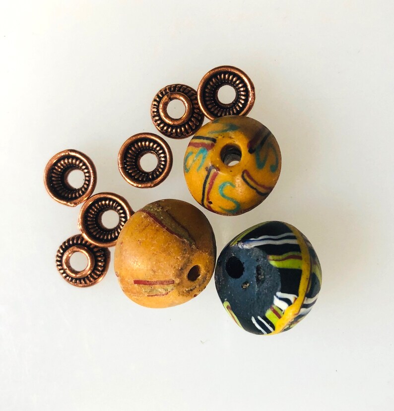 3 King Beads with Copper Bead Caps
