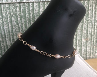 Anklet Pearl and 14 ct Gold Fill 10 1/2 inches