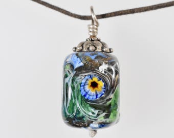 Necklace Lamp Work Glass Pendant By Kate