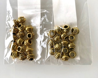 Destash Gold Tone Large Hole Pewter Beads