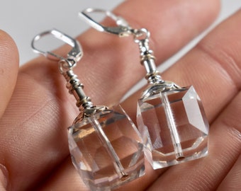 Swarovsky Cube Earrings in Sterling Silver