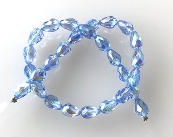 Destash Swarovski Crystal Teardrop Beads Strand 5500 - 9x6mm - 26 pcs - Lt Sapphire Destash