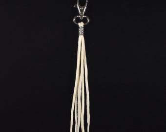 Tassel White Deerskin With Silver Bead To Add Beads To