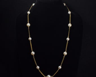 Necklace 14 ct Gold Fill with Swarovski Crystal pearls 28 Ins