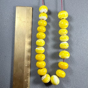 20 x 13mm Yellow Lamp Work Beads Strand Made with recycled Stained Glass Scraps.
