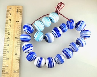 20 x 13mm Mixed Colors Lamp Work Beads Strand Made with recycled Stained Glass Scraps.