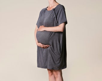 Delivery dress | Maternity dress | Nursing dress | Hospital bag | Flight case | Nightgown | Baby shower | 100% Cotton | Essentuary