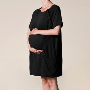 abito premaman | Abito premaman | Abito da infermiera | Valigia da volo | Camicia da notte | Baby shower | 100% cotone | Nero | Essentuario