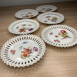 Set of porcelain plates, Limoges, France, kitchen, cut porcelain