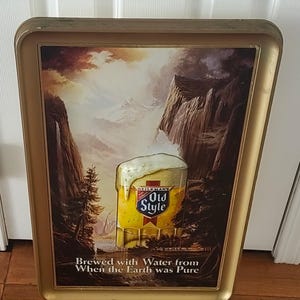 Heileman&#39;s Old Style Lager Beer 3D Waterfall Panorama Lighted Advertising Sign (1980s). Perfect for your Bar Pub or Man Cave. (24&quot;x 17&quot;)