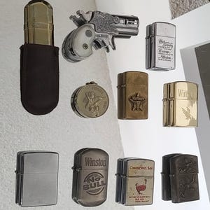Zippo and other Assorted Lighters (10) Coin lighter, Marlboro lighters, Winston lighters, and more. All are untested.