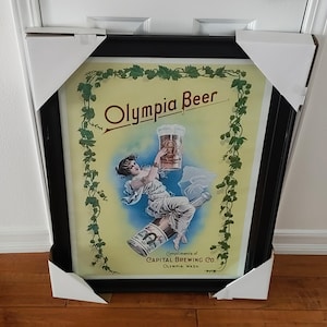 Olympia Beer Olympia Brewing Company Beautifully Framed Poster. (32&quot;x 25.5&quot;) Perfect for your Bar Pub or Man Cave