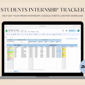 Internship Application Tracker 2025 | Google Sheets Template | Interview Planner | Students and Graduates | Job Search