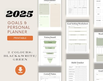 SMART Goals Planner, Digital Goal Setting Template, Habit Tracker & Vision Board, Personal Development Planner