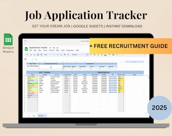 Google Sheets Job Application Tracker | Interview Planner (Digital Download)