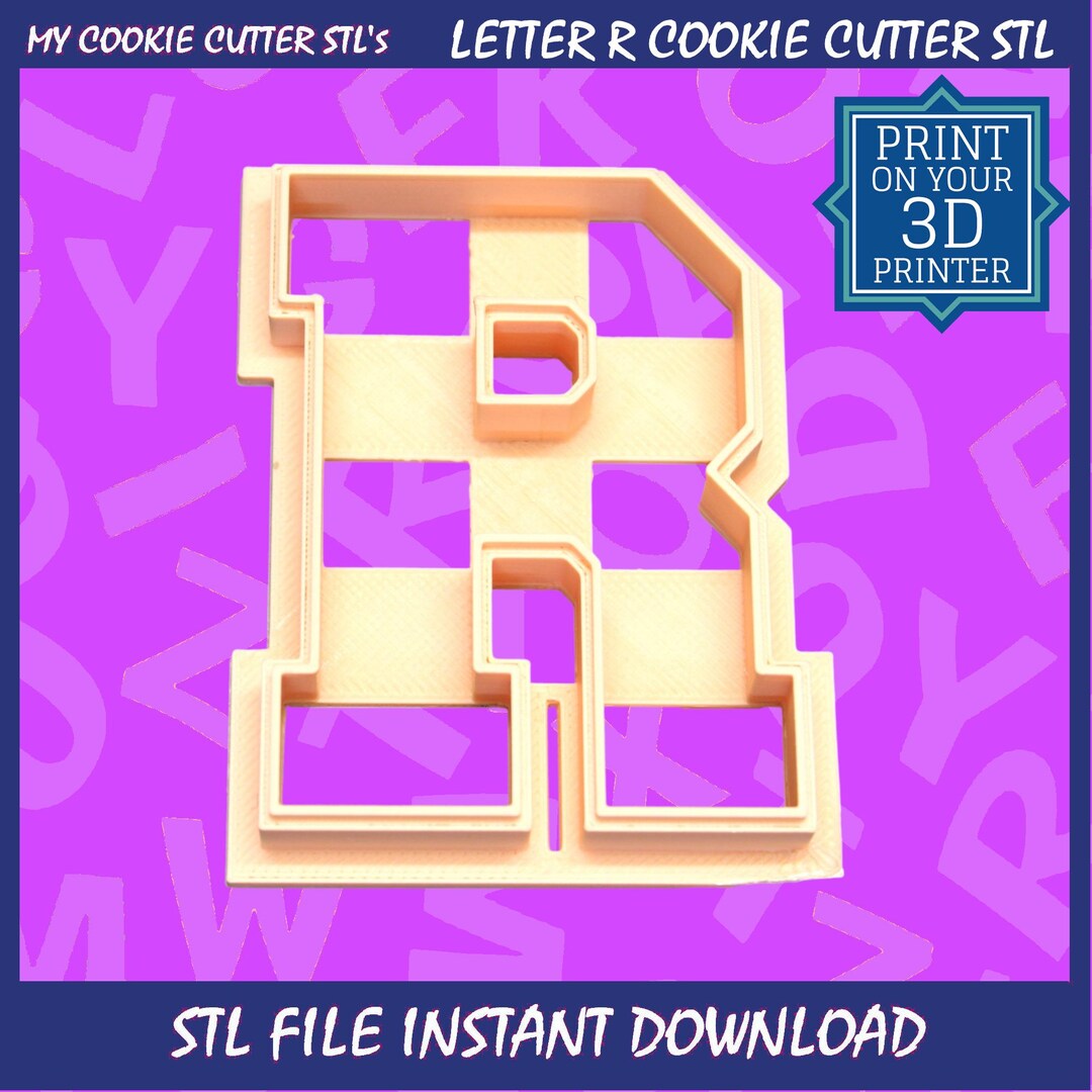 3d R Cut Out Letter R Alphabet Cookie Cutter 3D Printed. Instant Digital STL ...