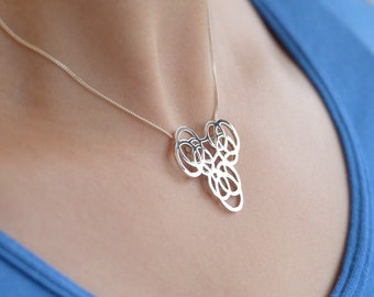 Art Nouveau Style Pendant, Handmade Recycled Sterling Silver Circle Design Jewellery