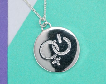 Girl Power: Recycled Silver Feminist Coin Pendant, Handcrafted Necklace