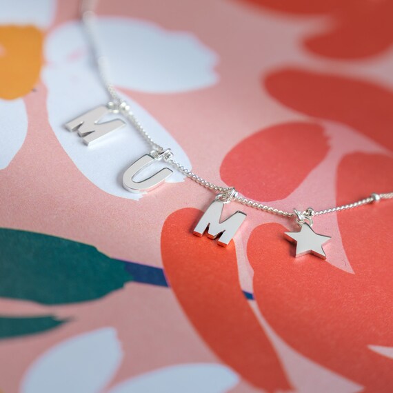 Mum Necklace Sterling Silver Letters Jewellery Positive
