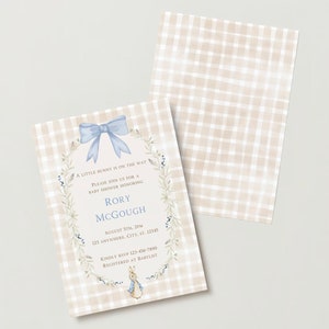 Peter Rabbit Baby Shower Einladen, Peter Rabbit Baby Shower, Peter Rabbit Digitaldrucke, Woodland Baby Shower, druckbare Baby-Dusche lädt ein