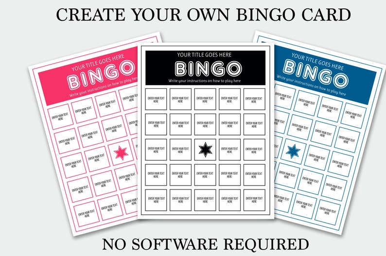 Create your own Custom Bingo Card online. 5X7 Personalized Etsy