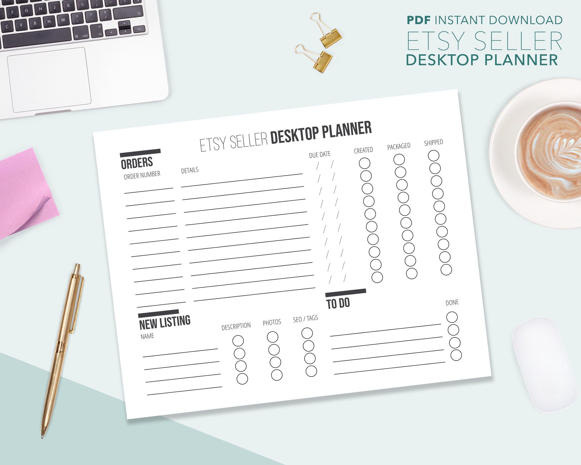 Etsy daily planner. Desktop Etsy sales tracker Track your Etsy