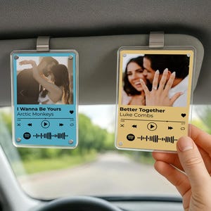 Personalized Photo Spotify Song Car Visor Clip, Anniversary Gift, Valentine' Day, Husband Gift T4
