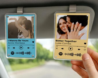 Personalized Photo Spotify Song Car Visor Clip, Anniversary Gift, Valentine' Day, Husband Gift T4