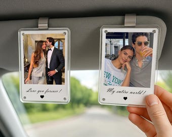 Custom Photo Car Visor Clip, 2nd Anniversary Gifts for Him, Boyfriend gift for, Couples Keepsake