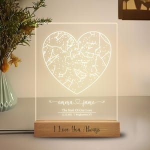Benutzerdefinierte Herz Konstellation Acryl Plakette, Romantisches Geschenk, Einzigartiges und Nachdenkliches Geschenk, Hochzeitsgeschenk, Herz Sterne Karte Nachtlicht, T2