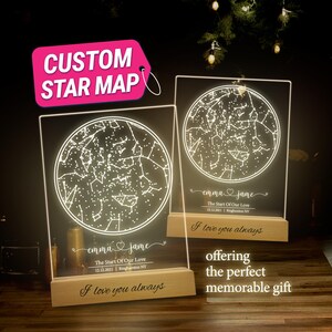Custom Night Sky Gift | Personalized Star Map Night Light | Engagement Constellation Lamp | Anniversary Gift for Him & Her| Star Map by date