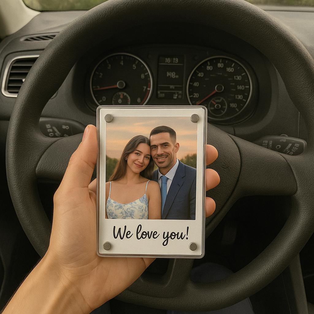 Personalized Gift for Her Anniversary - Custom Photo Car Visor Clip, Romantic Drive Safe Gift, Unique Couples Keepsake, Car Photo Frame