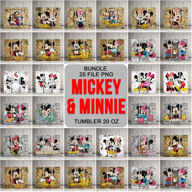 Mickey Tumbler Wrap Bundle, 20 Oz Minnie Tumbler PNG Image Sublimation