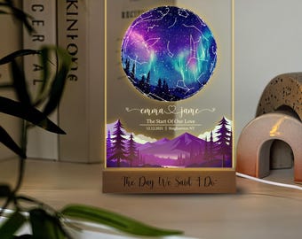 Personalized Aurora Night Light | Custom Star Map, Anniversary Gift