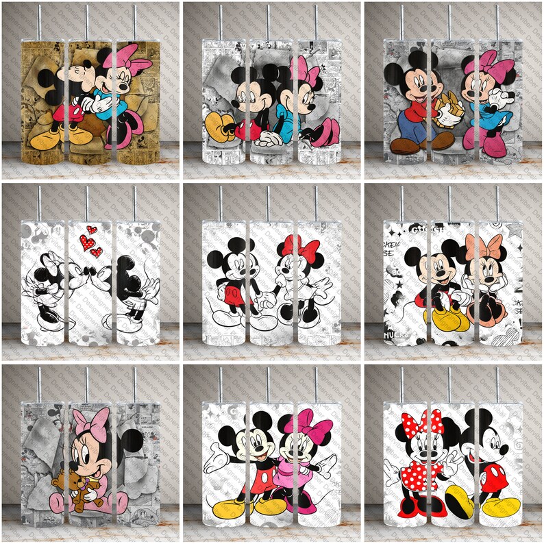 Mickey Tumbler Wrap Bundle, 20 Oz Minnie Tumbler PNG Image Sublimation