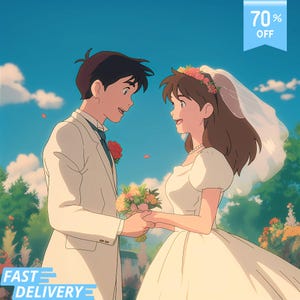 Custom Ghibli-Style Art | Ghibli Style, Anime Portraits for Couples, Families & Pets , Valentine Gift, Anime From Photo, Personalized Anime